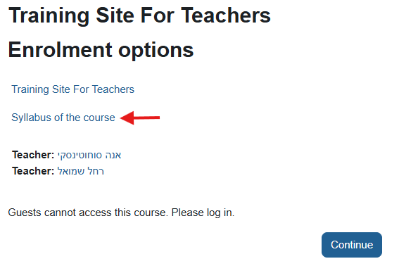 An arrow is pointing at the syllabus link