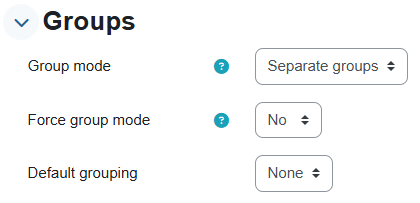 The "Groups" menu allows to choose group mode