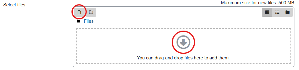 The file icon (on the left) and the arrow (in the middle of the box) are shown in red circles