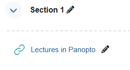 The link appears under the section name on the main page of the course.