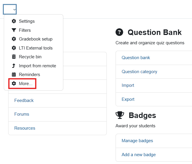 "More..." button is on the left, the last one in the list. It is shown in the red rectangle