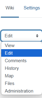 A drop-down menu in the section for creating a new page