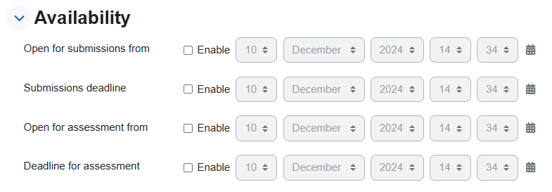 "Availability" menu