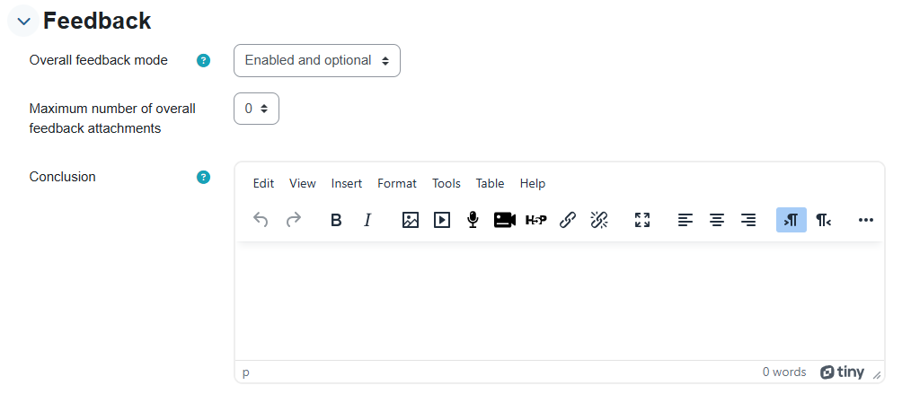 "Feedback" menu