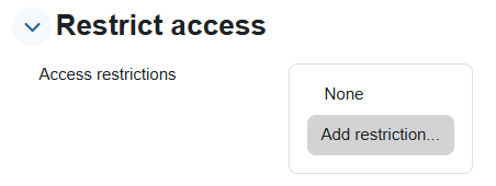"Add restriction..." button is under the "Restrict access" subheading