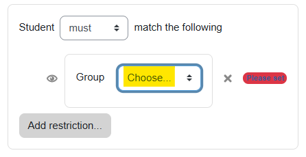 "Choose..." button in the little "Group" window is highlighted in yellow